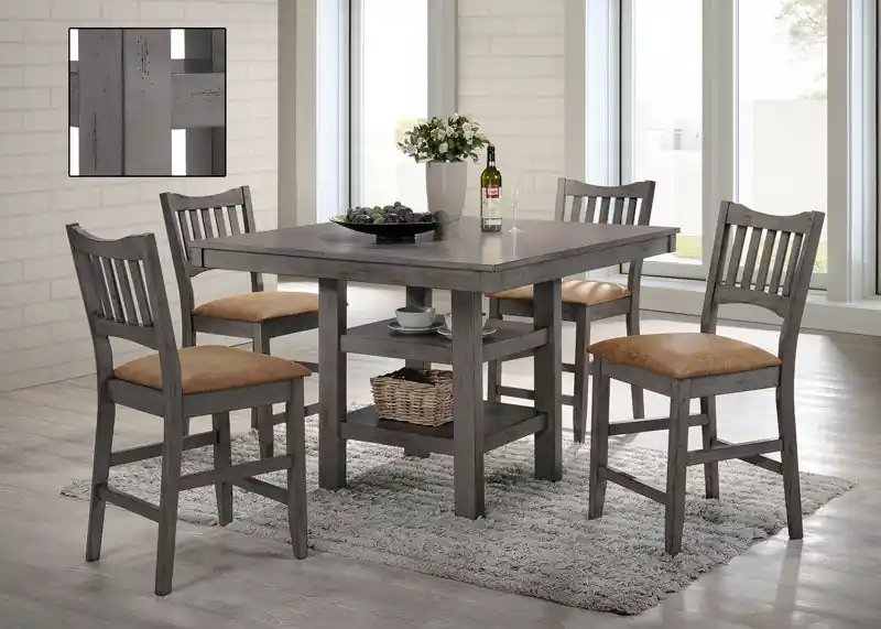 Anna Grey 5-Piece Counter Height Dining Set