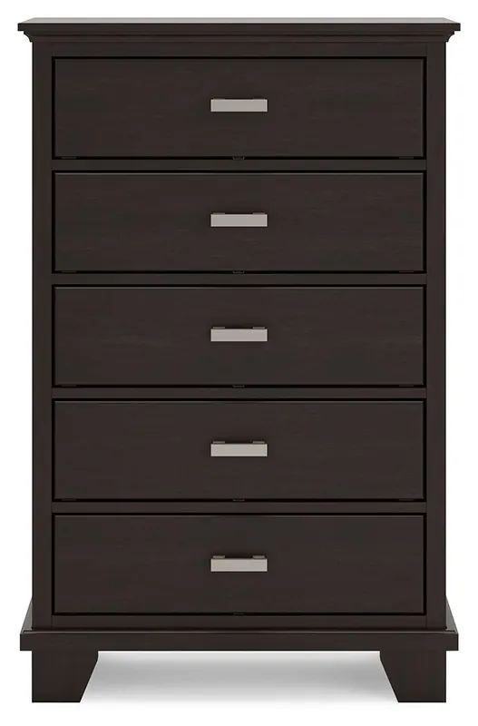Covetown - Five Drawer Chest - Dark Brown