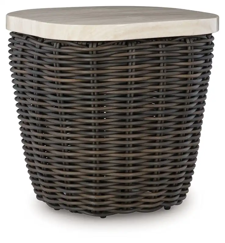 Kimora - Square End Table - Beige / Dark Brown