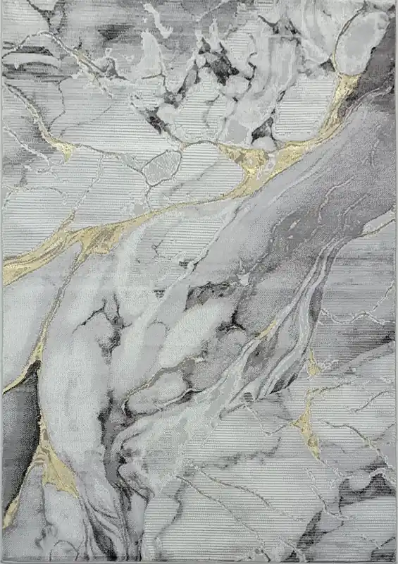 .Artema Gray/Gold Power-Loomed Area Rug - 6' 6" x 9' 0"