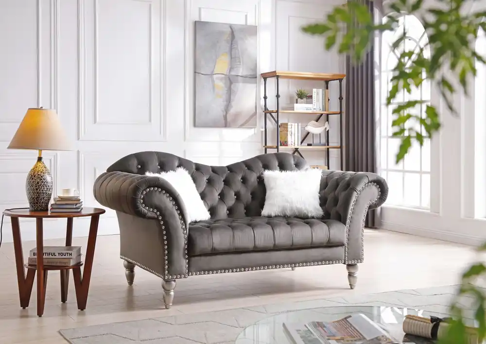 Elegant Round Arm Loveseat - Glory Furniture