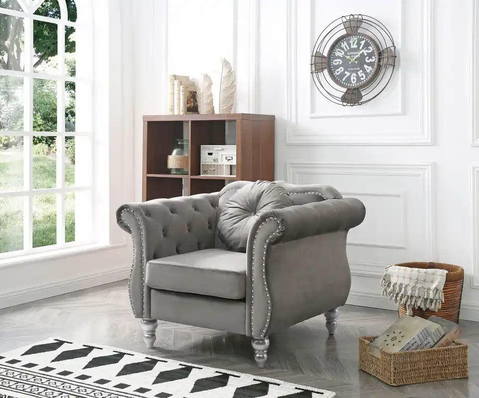 Chic Transitional Flared Arm Chair - Glory Furniture