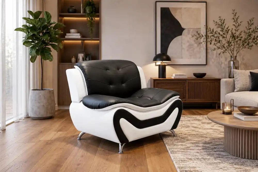 Black & White Wave Design Accent Chair - Sara Collections