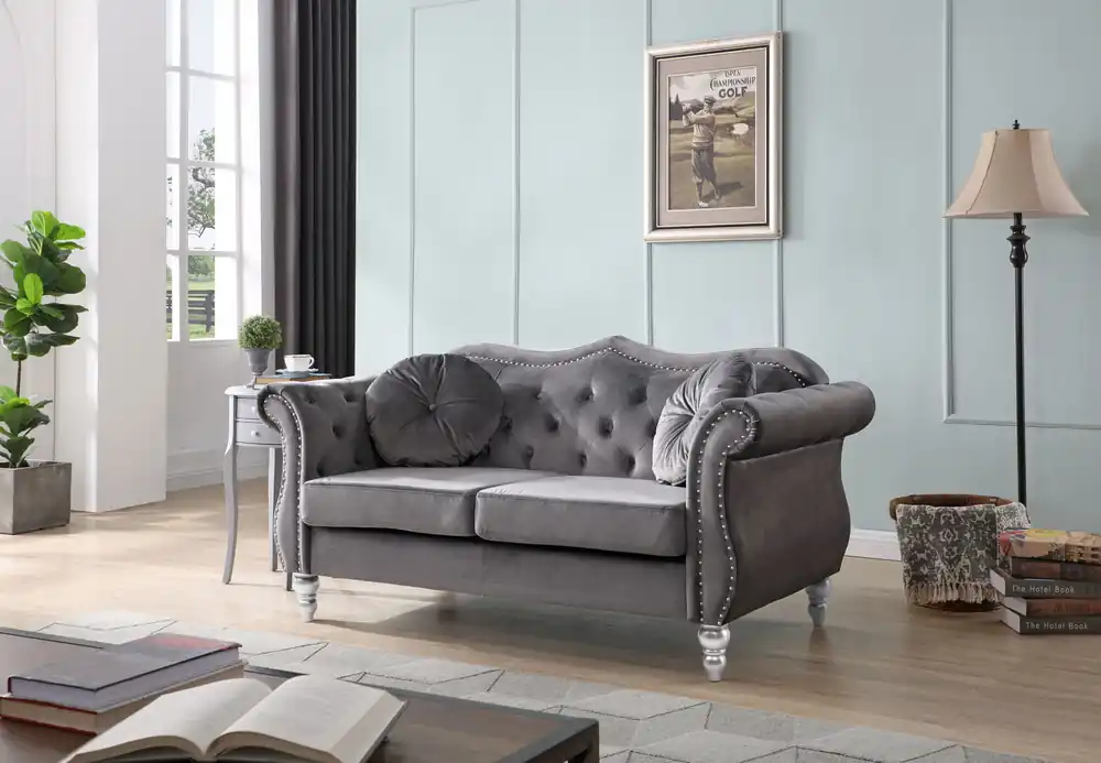 Stylish Flared Arm Loveseat - Glory Furniture