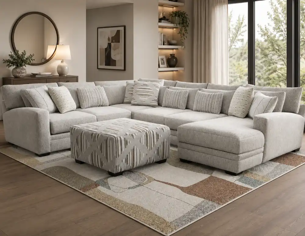 Modern Light Gray 3 Piece L-Shaped Sectional Sofa with RAF Chaise
