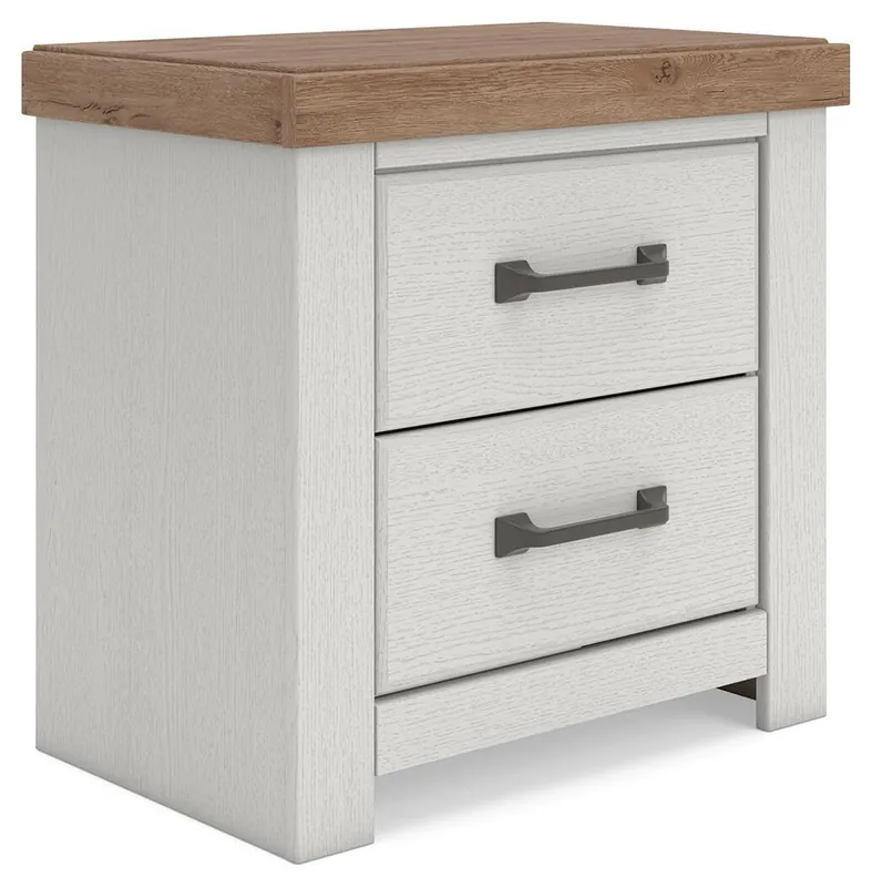 Savonport - Two Drawer Night Stand - White / Brown