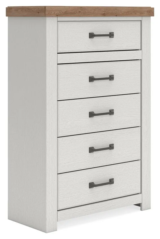 Savonport - Five Drawer Chest - White / Brown