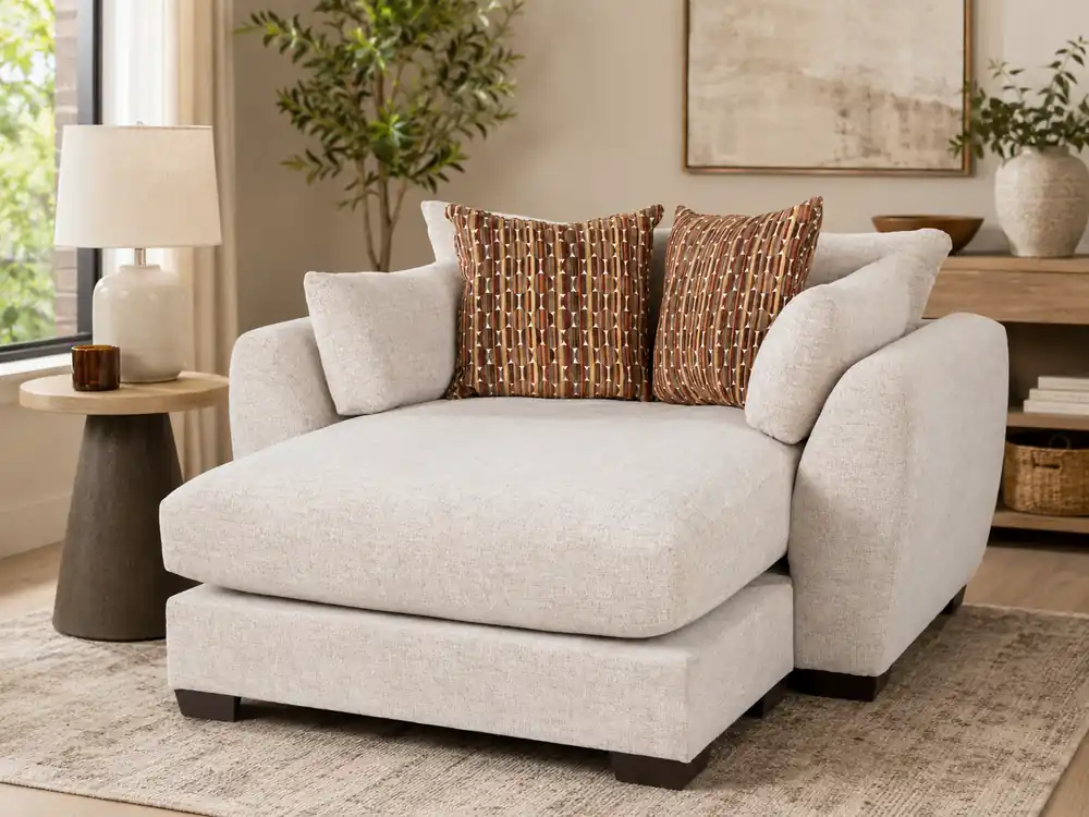 Beige Contemporary Upholstered Chaise - Sara Collections