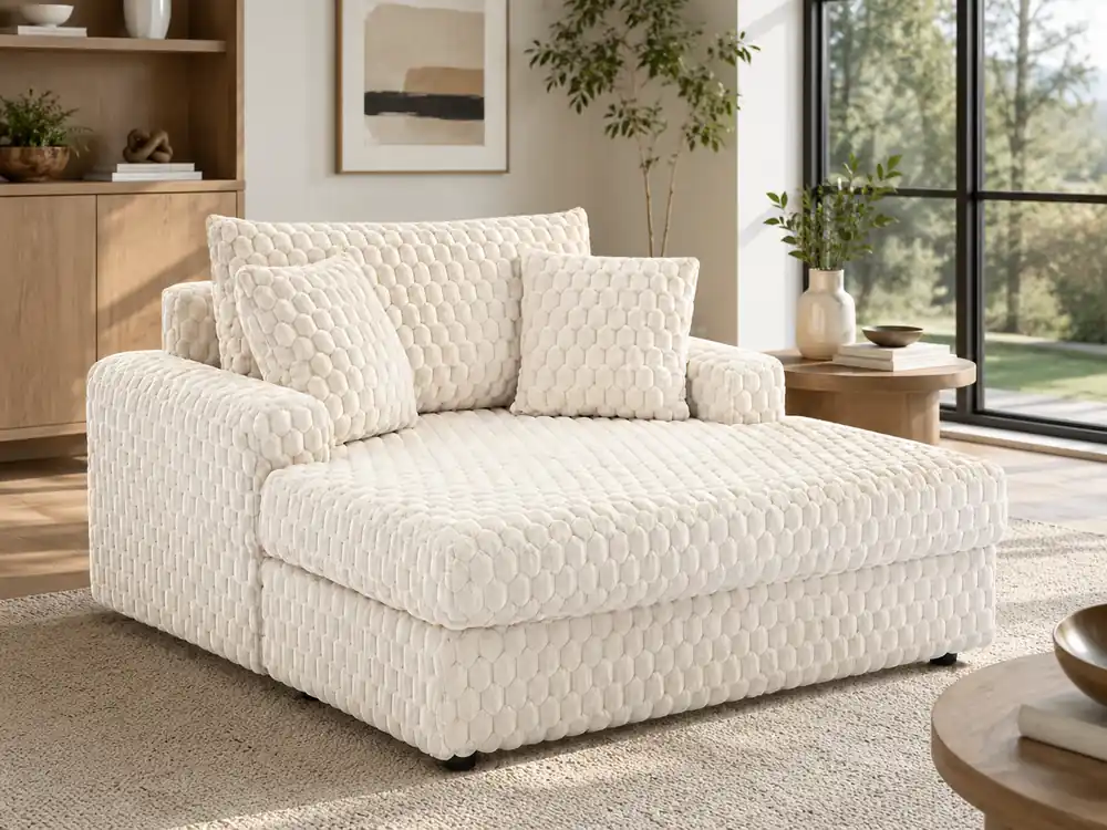 Milky White Oversized Chaise Lounge - Sara Collections