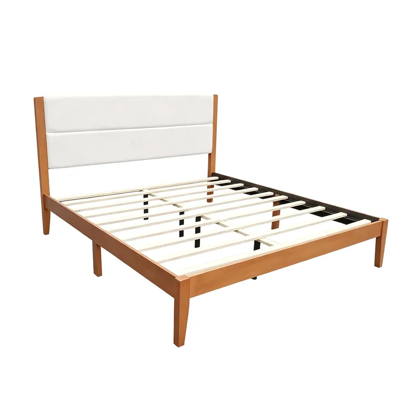 Platform Bed Frame With Upholstered Headboard, Slat Support - Artistry At Home