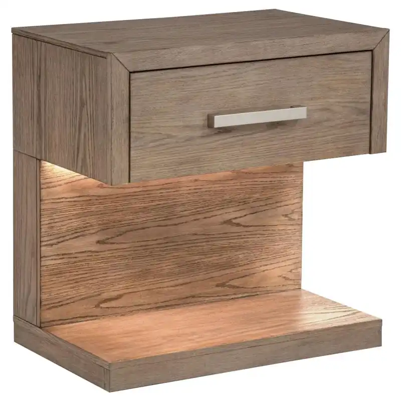 Kenora - 1-Drawer Nightstand Bedside Table - Barley Brown