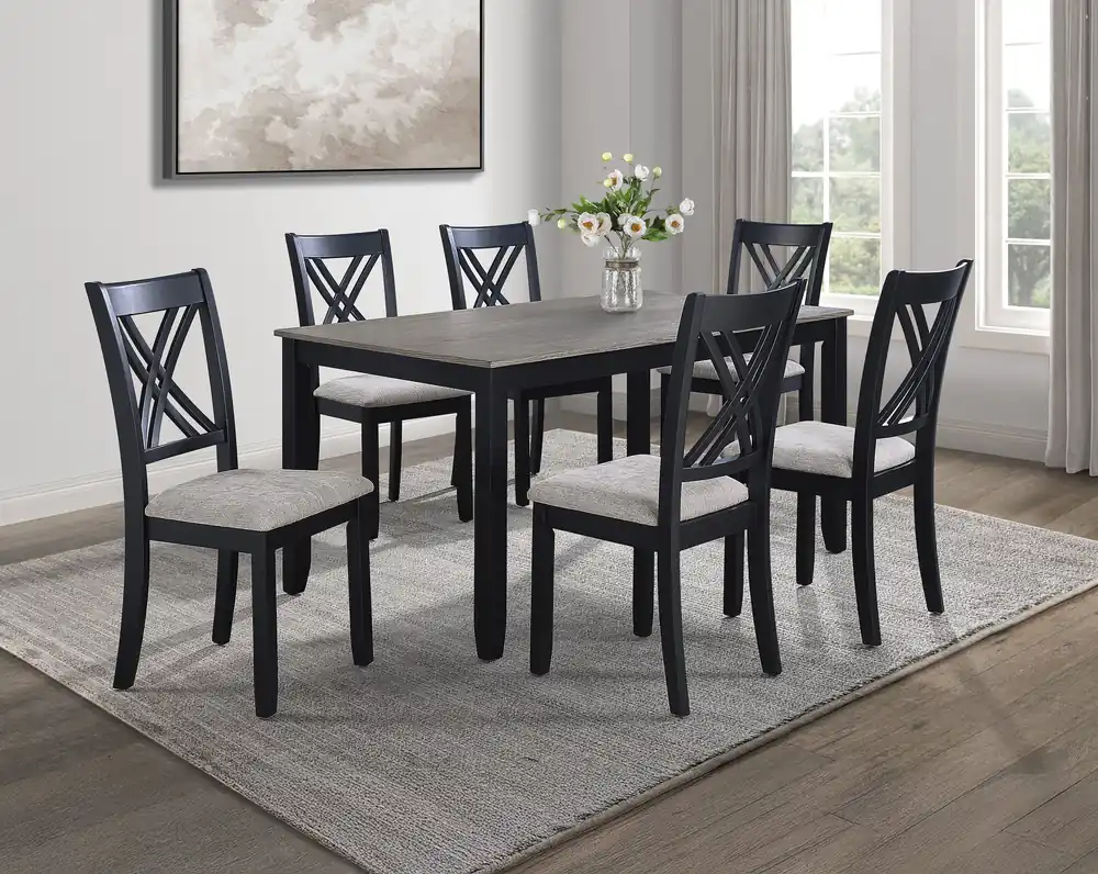 Eloise - 7 Piece Dinette Set - Charcoal / Gray