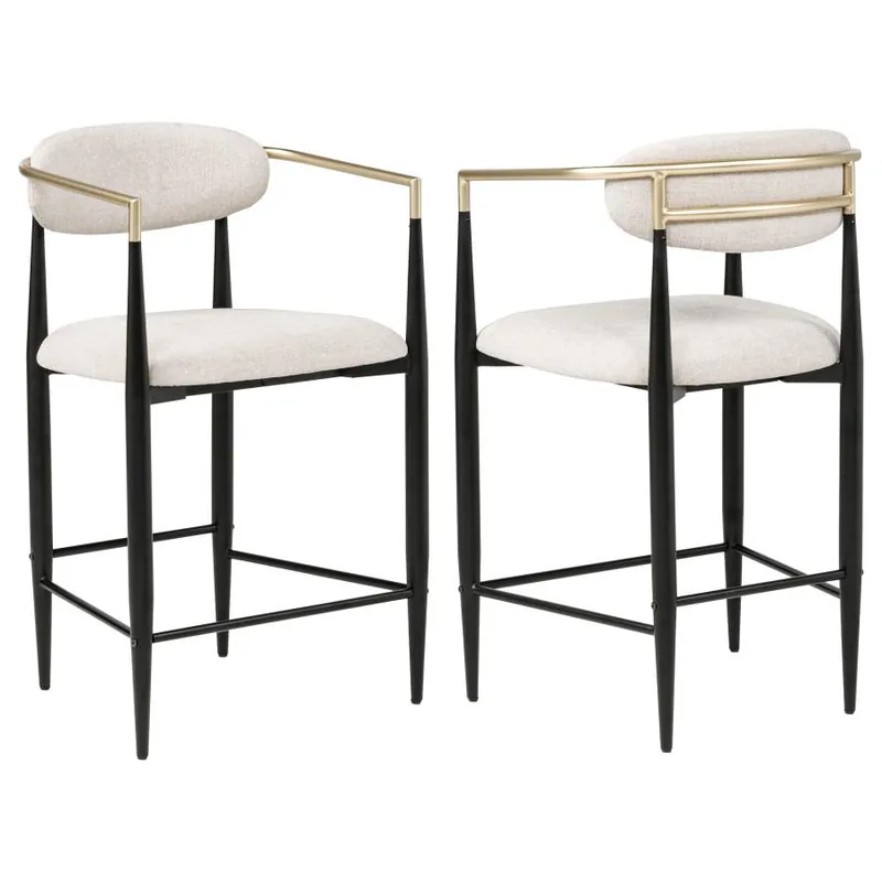 Tina - Metal Counter Height Bar Stool With Upholstered Back And Seat (Set of 2)