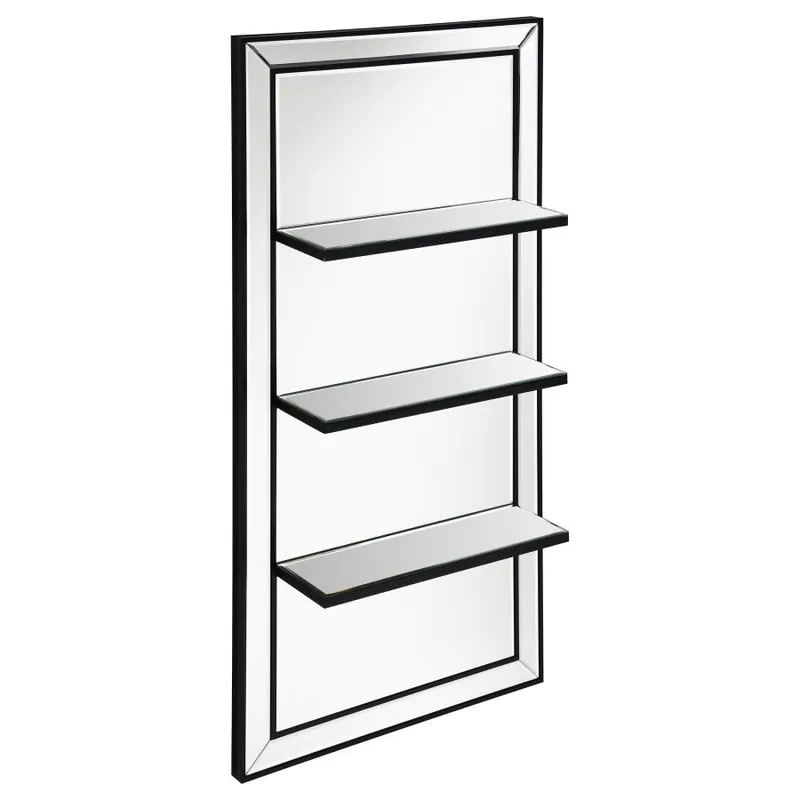 Oriel - Rectangular 3-Shelf Wall Mirror - Silver