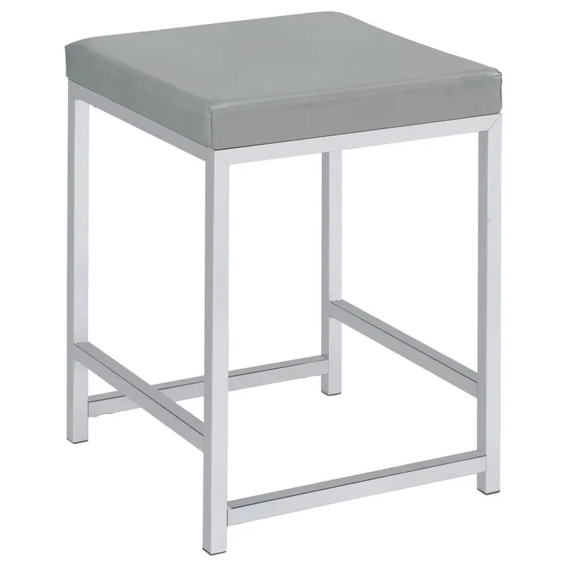 Umbridge - Upholstered Square Padded Cushion Vanity Stool - Light Gray