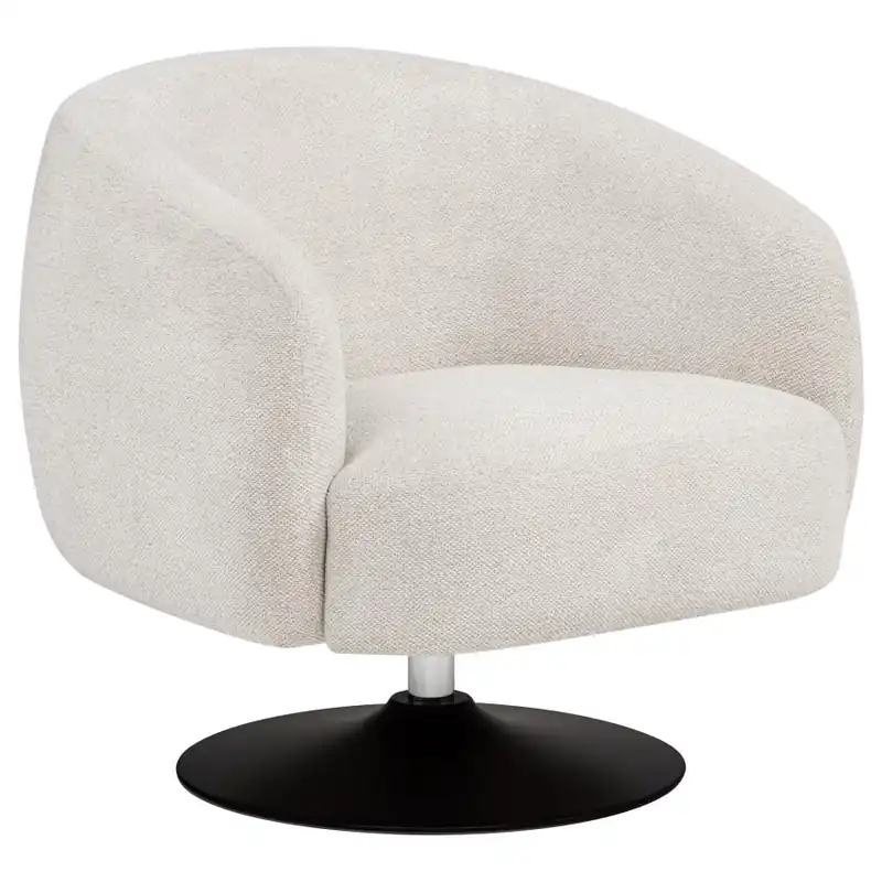 Dave - Upholstered Barrel Back Swivel Club Chair - Beige
