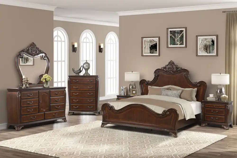 Traditional 2-Drawer Nightstand in Cherry Brown