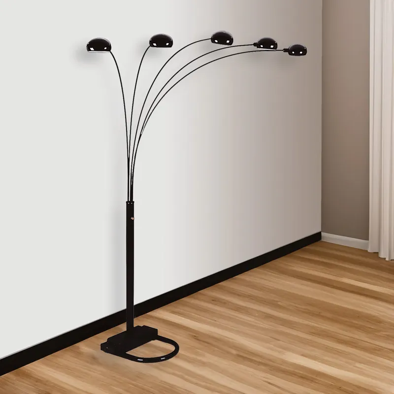 Peacock Shade Floor Lamp Black - Crown Mark-2