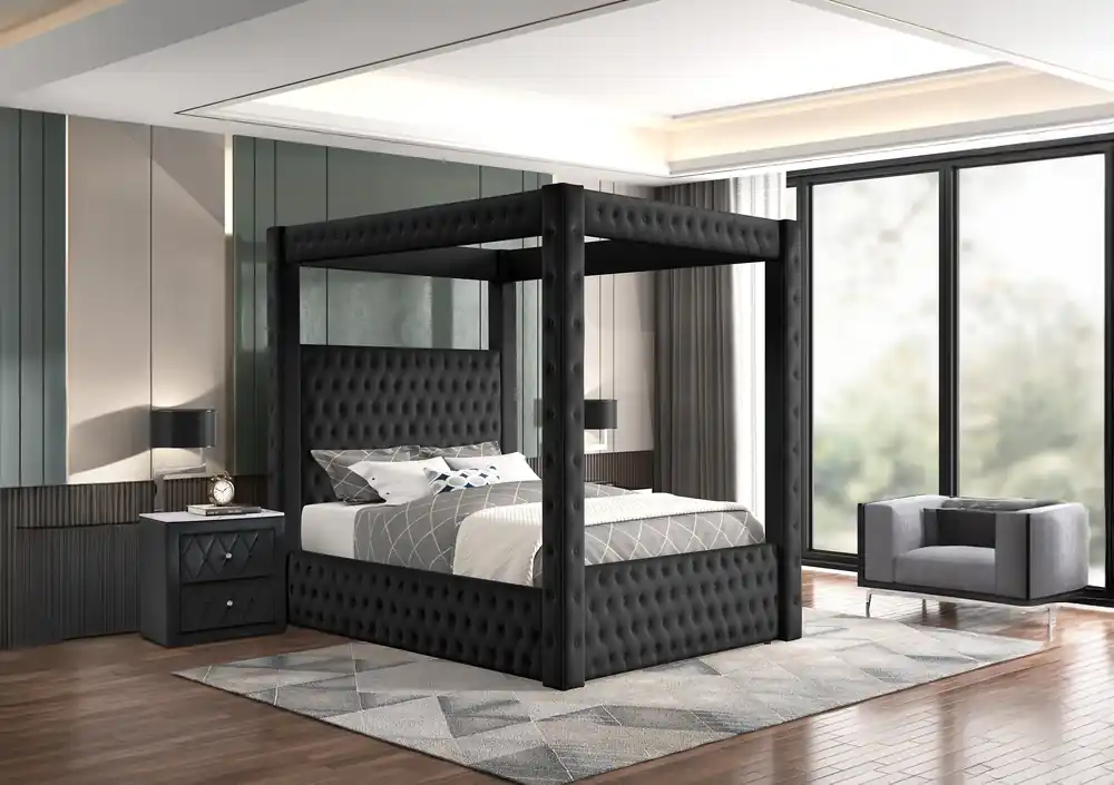 Annabelle Canopy Bed Black - Crown Mark-2