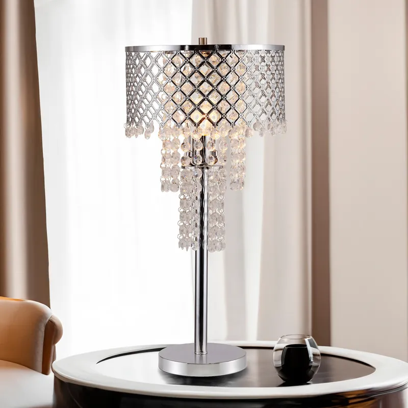 Crystal On Mesh Table Lamp 28"H - Crown Mark-2