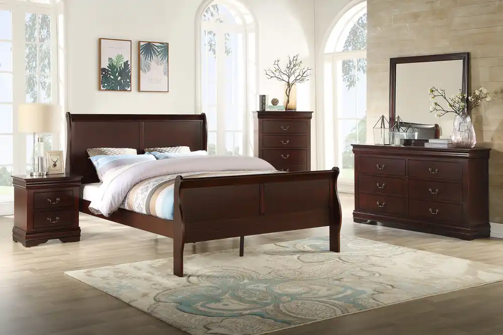 Louis Philip Night Stand Cherry - Crown Mark-2