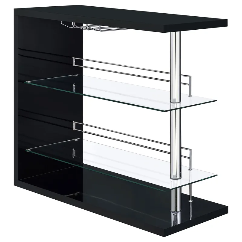 Prescott Rectangular Home Wine Table Black High Gloss - Coaster Furniture