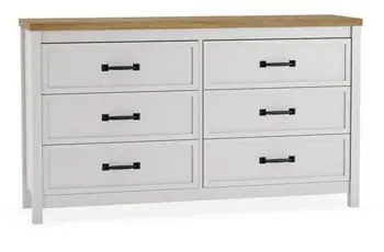 Kerisden - Six Drawer Dresser - White / Brown