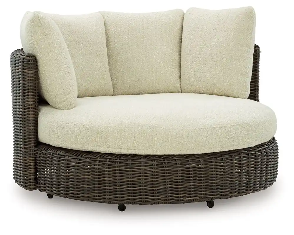 Kimora - Swivel Lounge Chair With Cushion - Beige / Dark Brown