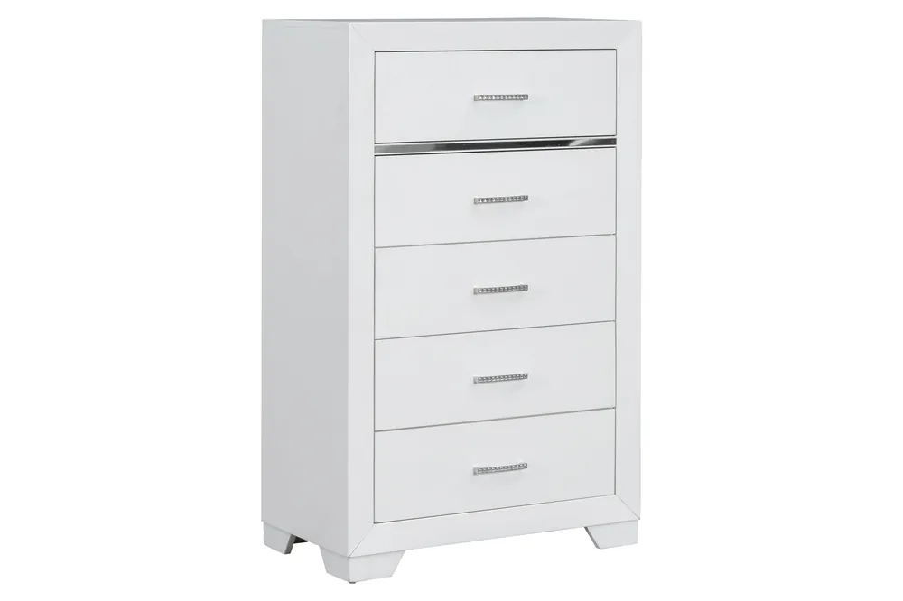 Modern White 5-Drawer Chest