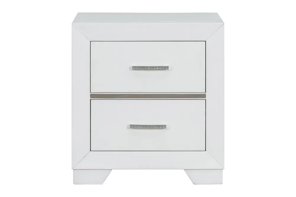 White Nightstand — 2-Drawer Bedside Table with Felt-Lined Top Drawer