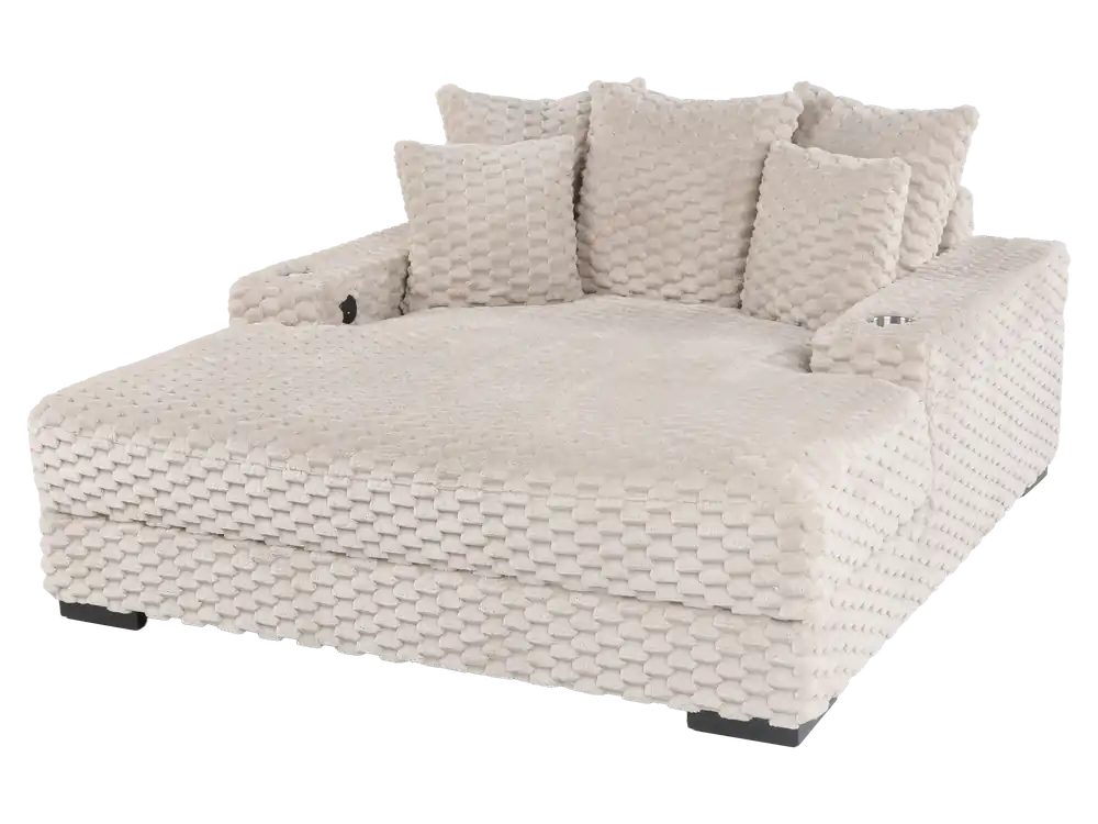 Oversized Chaise Lounge with Cup Holders & USB Charging Ports - Sara Collections