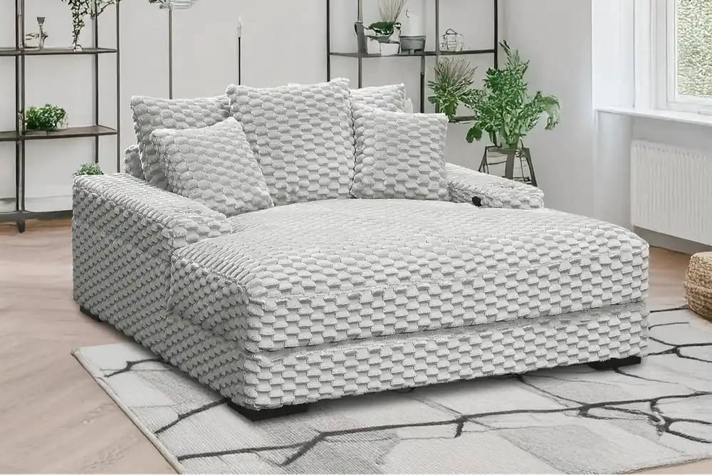 Oversized Chaise Lounge with Cup Holders & USB Charging Ports - Sara Collections