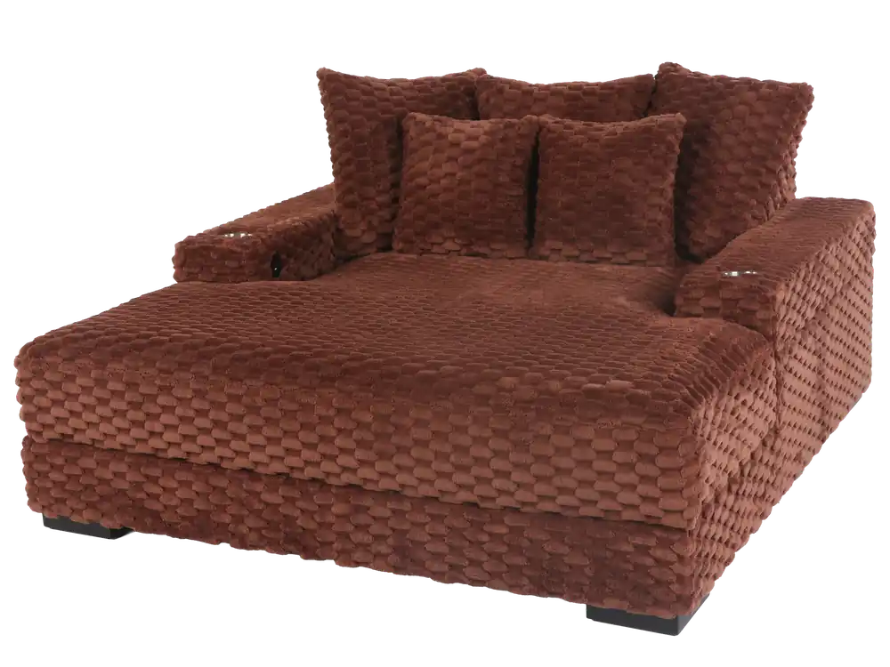 Oversized Chaise Lounge with Cup Holders & USB Charging Ports - Sara Collections