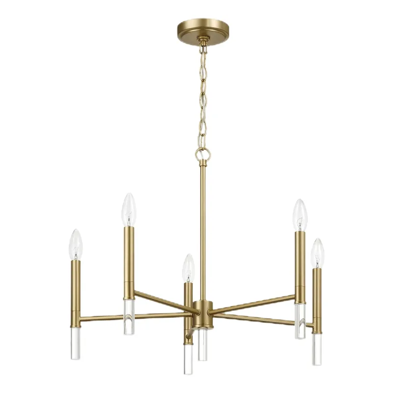 Courtyard - 5 Light Candle Chandelier - Clear / Gold