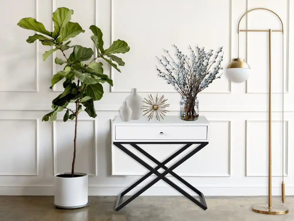 Koda - End Side Table Nightstand, Drawer And Cross Base