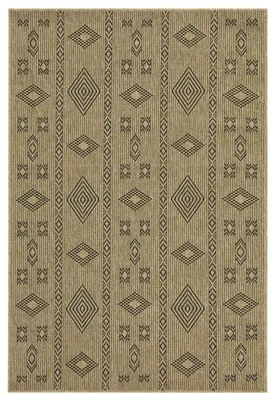 Earth - 5'3" X 7'3" Indoor, Outdoor Area Rug Polypropylene - Jute / Black