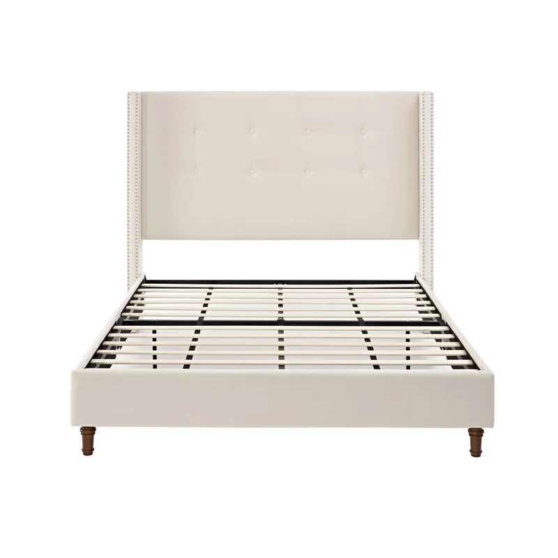 Peyton - Upholstered Bed With 54" High Headboard, Traditional Hand Buttoned Tufting