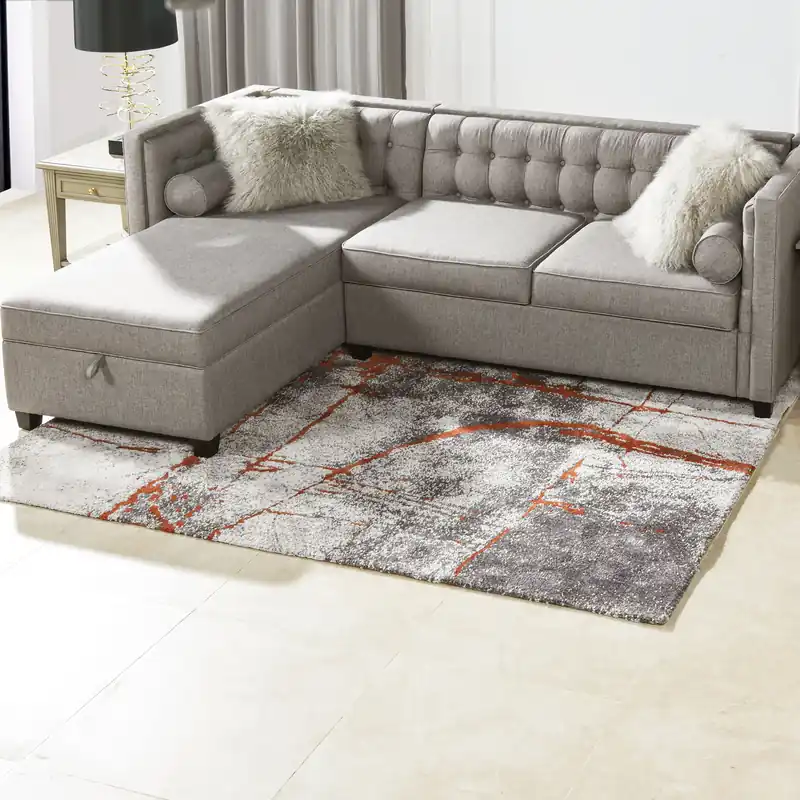 Quarry - 5' X 6.5' Abstract Area Rug - Gray / Orange