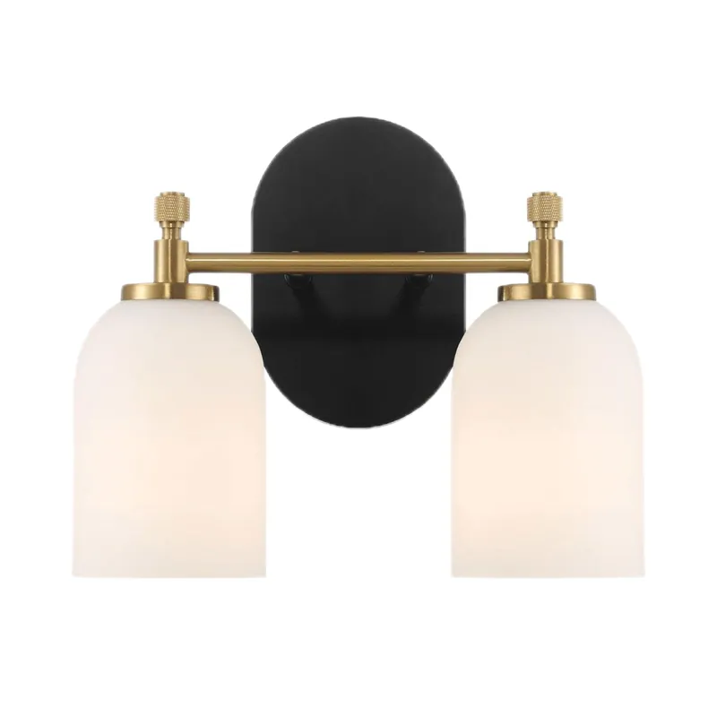 Vortex - 2 Lights Vanity In Style For Over Bathroom Mirror Wall Sconce - Black / Gold / White