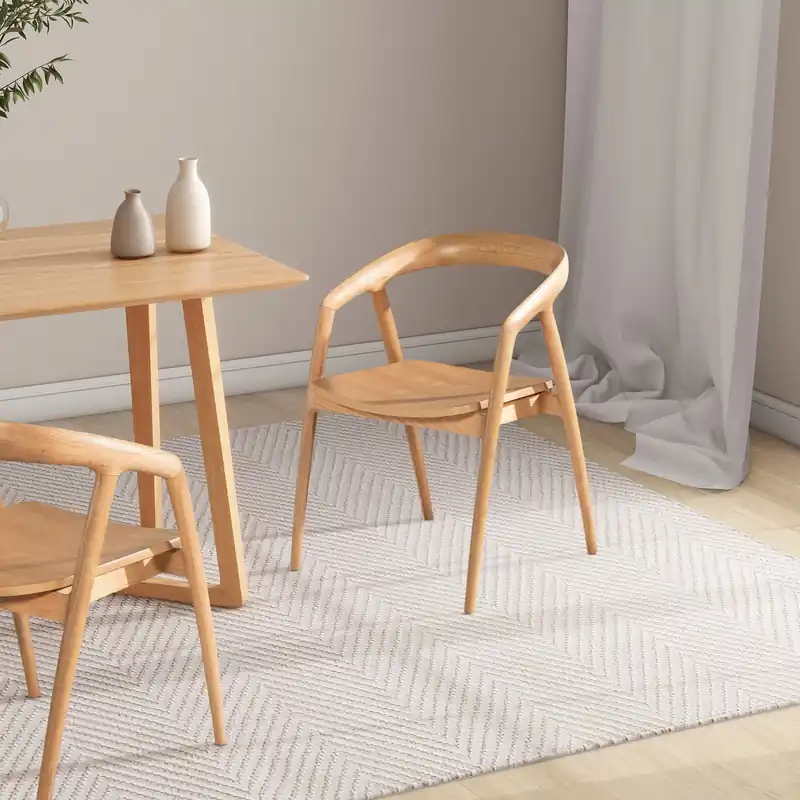 Simeon - Scandinavian Sculpted Dining Chair - Warm Natural Brown