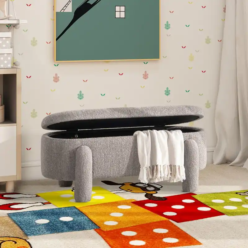 Hugo - Oval Fully Upholstered Storage Bench