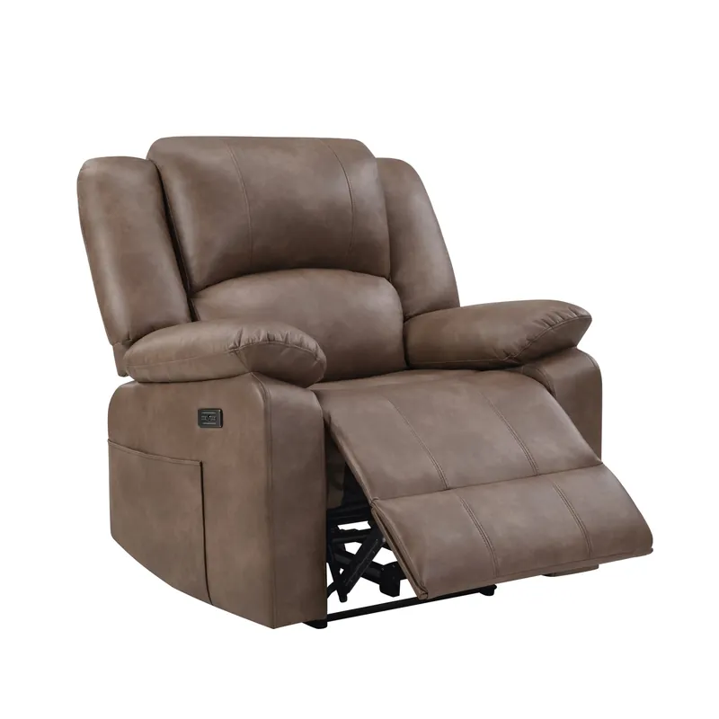 Power Recliner with USB Charging - Brown