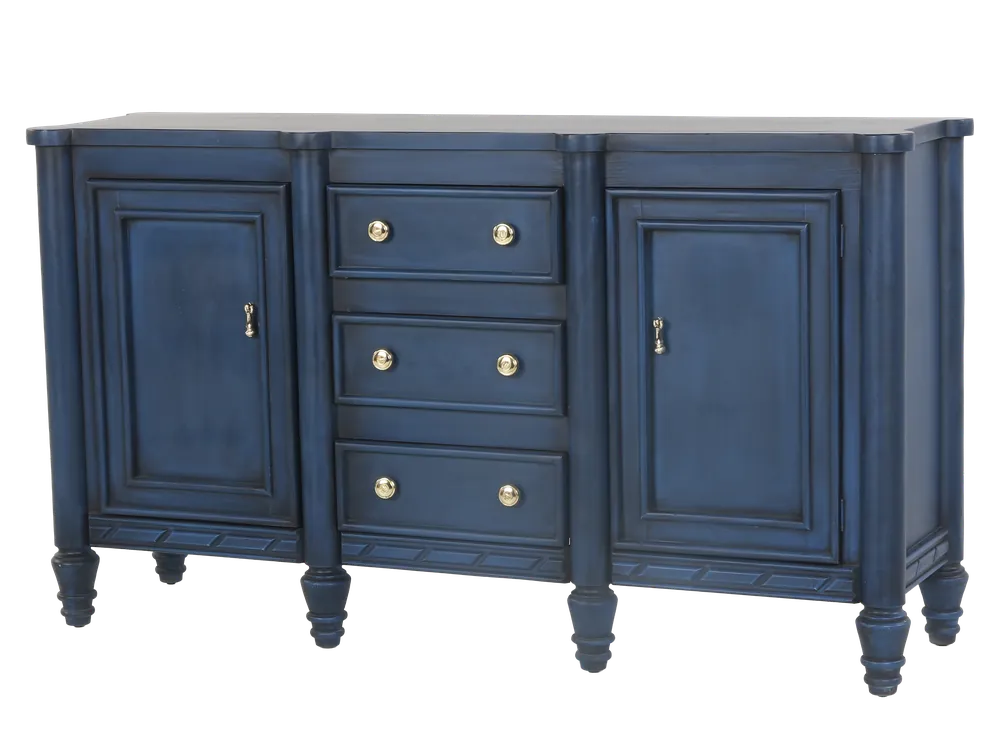 Navy Blue Sideboard with 3 Drawers and 2 Cabinets - Mollai Collections