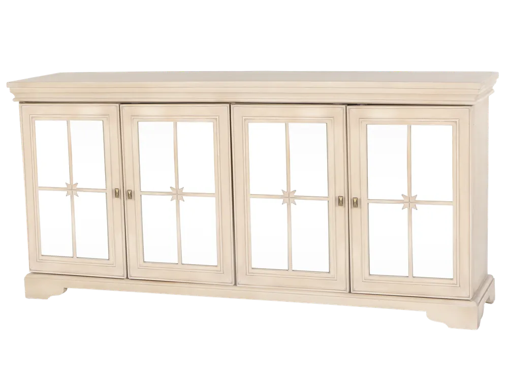 Desert Sand 4-Door Sideboard with Mirrored Panels