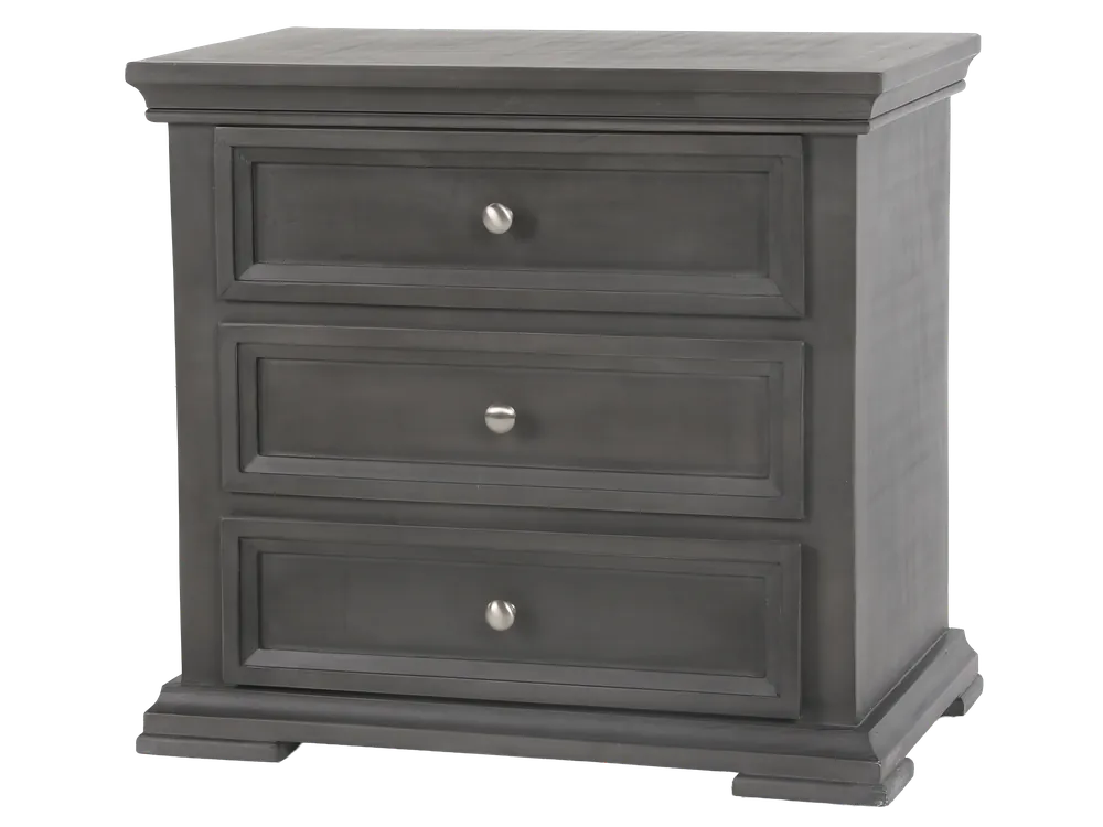 Modern Gray 3 Drawer Nightstand - Mollai Collections