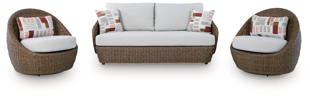 Double Point - Loveseat, Swivel Chairs Set (Set of 3) - Beige