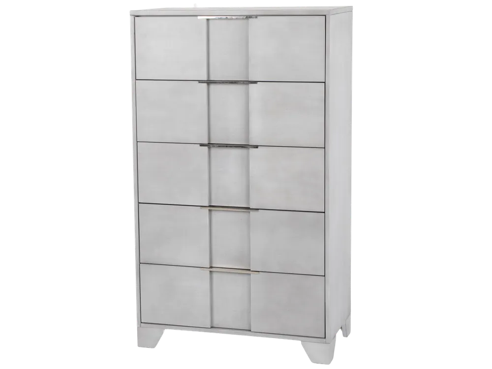 Modern Light Gray Chest with Nickel Hardware - Mollai Collections