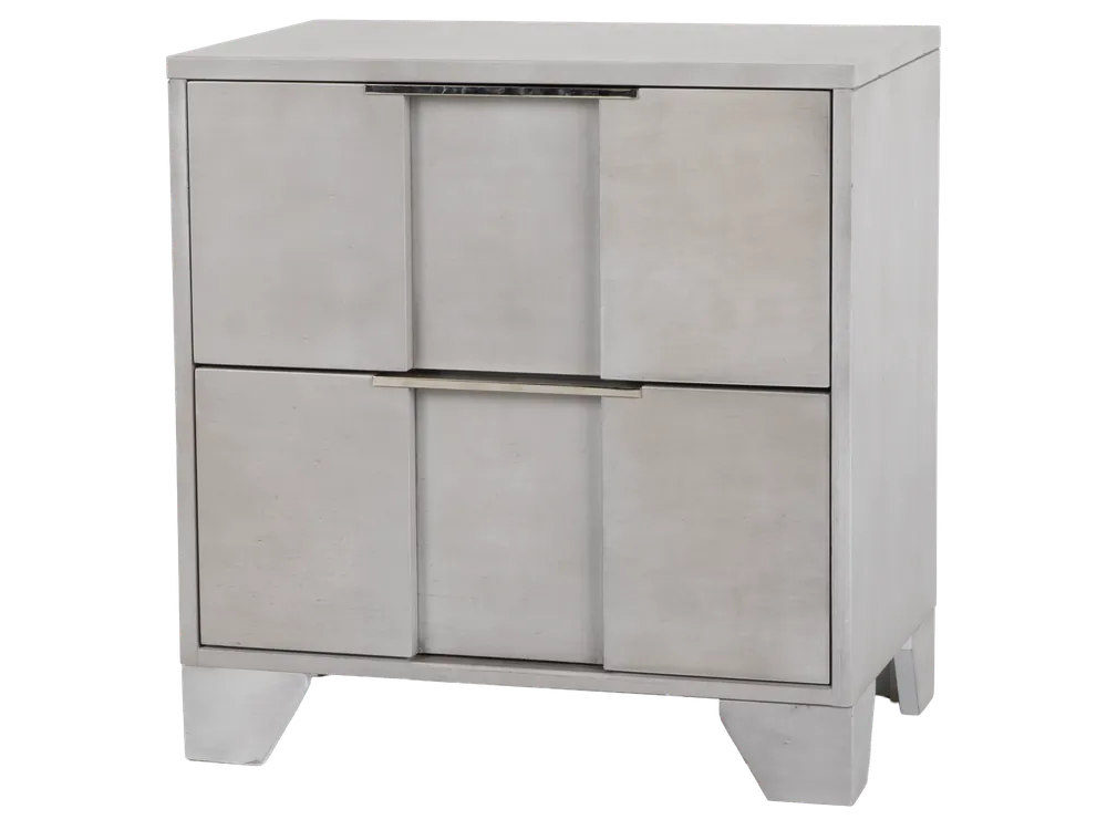 Modern Light Gray Nightstand with Nickel Hardware - Mollai Collections