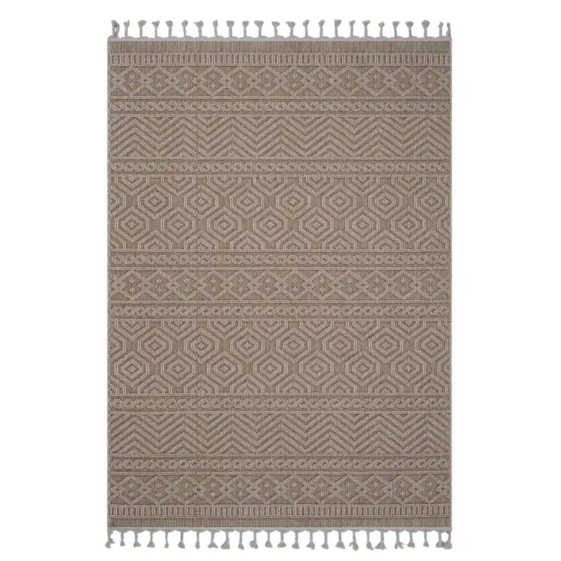 Guros - 6' X 9' Geometric Indoor / Outdoor Area Rug - Mocha