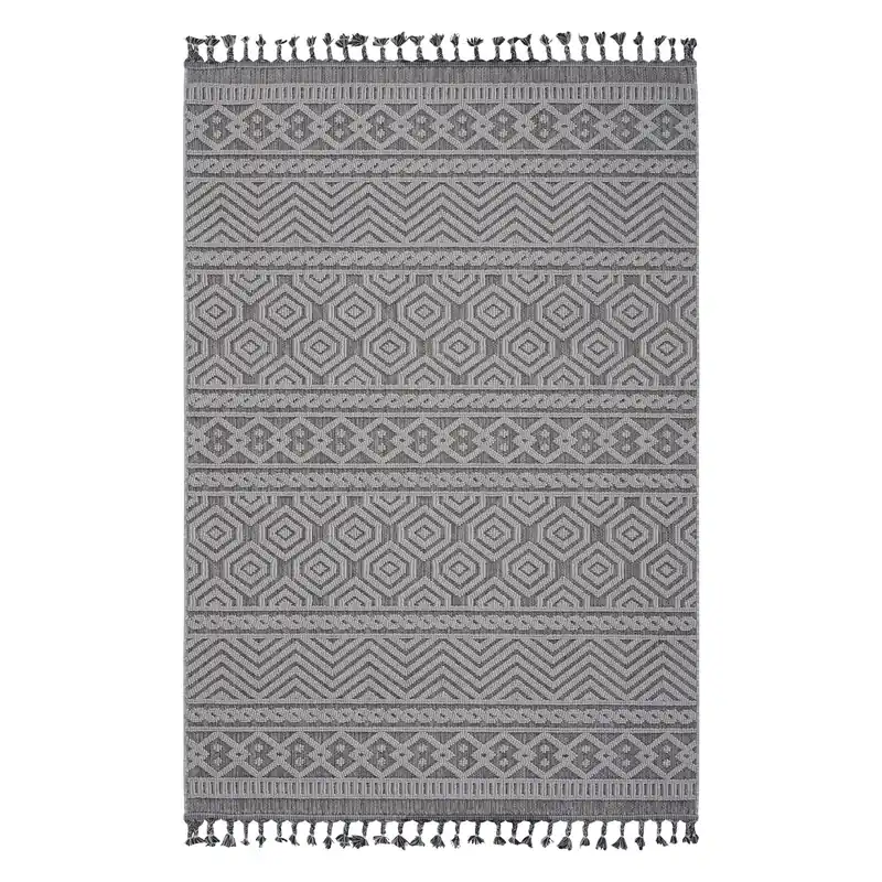 Guros - 8' X 10' Geometric Indoor / Outdoor Area Rug - Gray / White